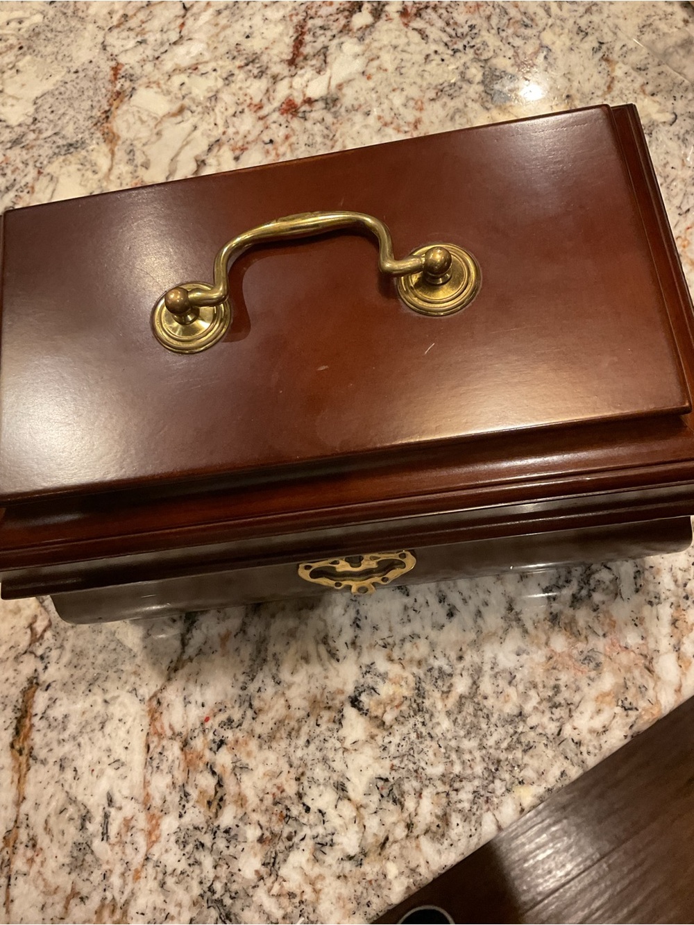 Classic Bombay Brown Wooden Jewelry Box with Brass Handle